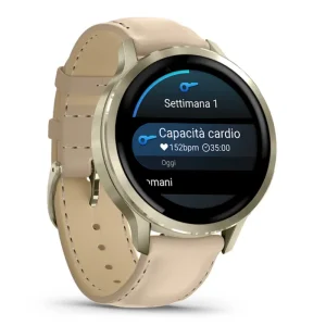 Garmin Venu 4 - 41 mm Lunar gold con cinturino in silicone Bone e cinturino in pelle Light Sand